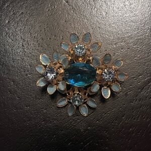 Vintage Pale Blue Austria Brooch and Earring Set